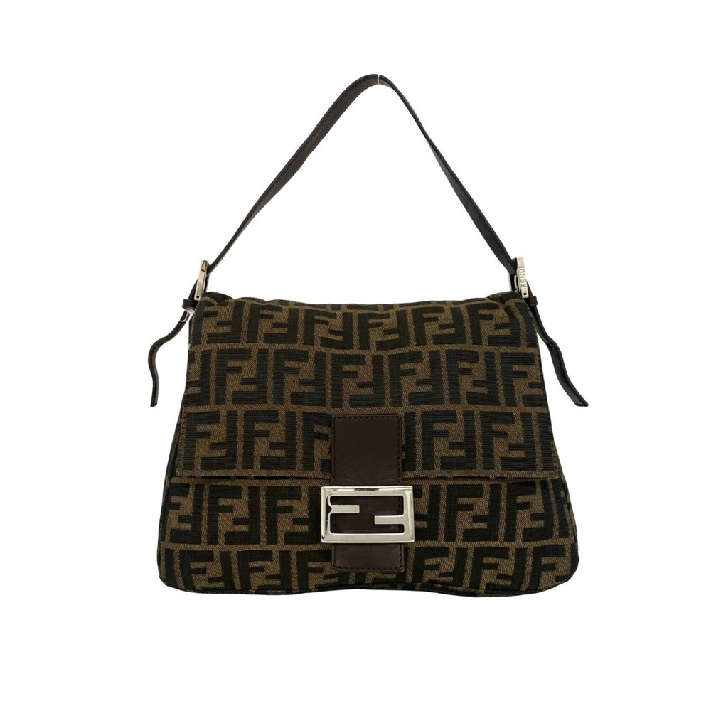 FENDI Vintage Mamma Bucket Zucca FF Logo Pattern Canvas Leather Semi-Shoulder...